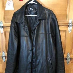 Men’s black leather jacket